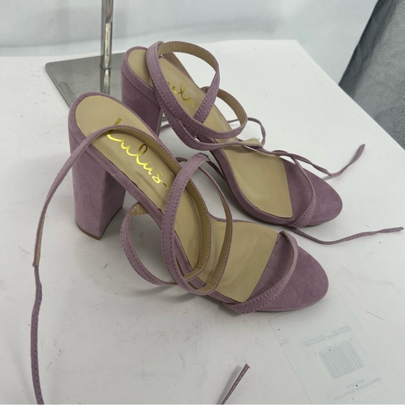 Lulu's lavender Lace-Up Block Heels - Picture 8 of 13